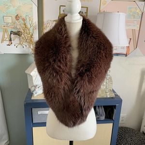 Genuine sable fur coat collar wrap brown